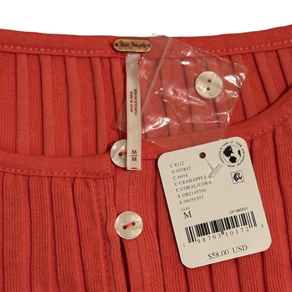 NWT Free People Tilly Long Sleeve Cardi in Coral - Size Medium - Picture 7 of 10